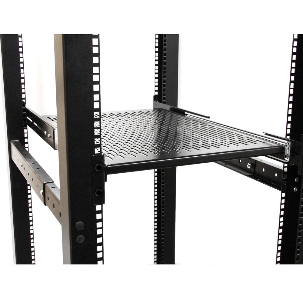 StarTech 2U Adjustable Mounting Depth Vented Sliding Rack Mount Shelf - 50lb