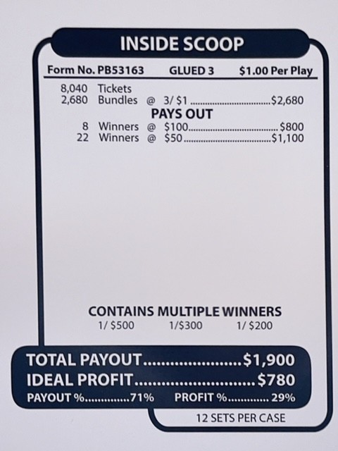 Pull Tab Tickets - Jars - Game - Inside Scoop - 2,680 ct
