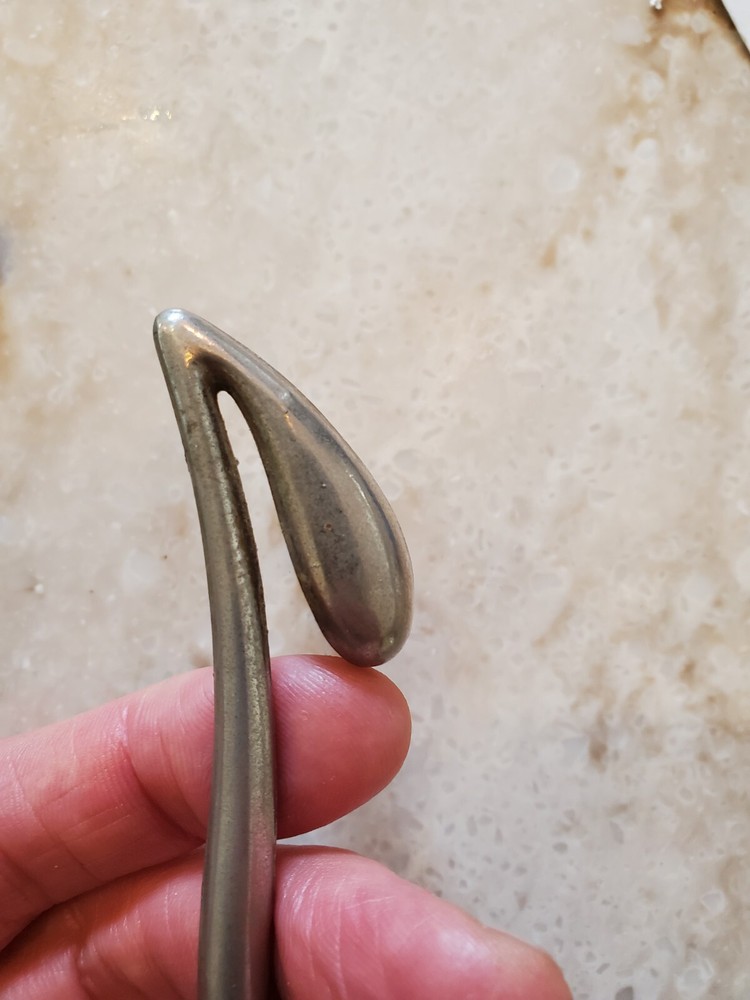 Nickel Mid Century Modern MCM Antique Hardware Drawer Pull Handle 3 3/4”centers