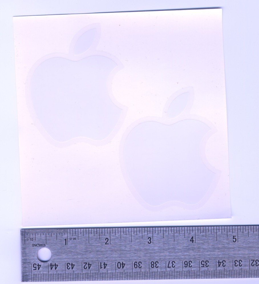 Large White Apple Logo Stickers - 3 Sheets (6 Stickers)
