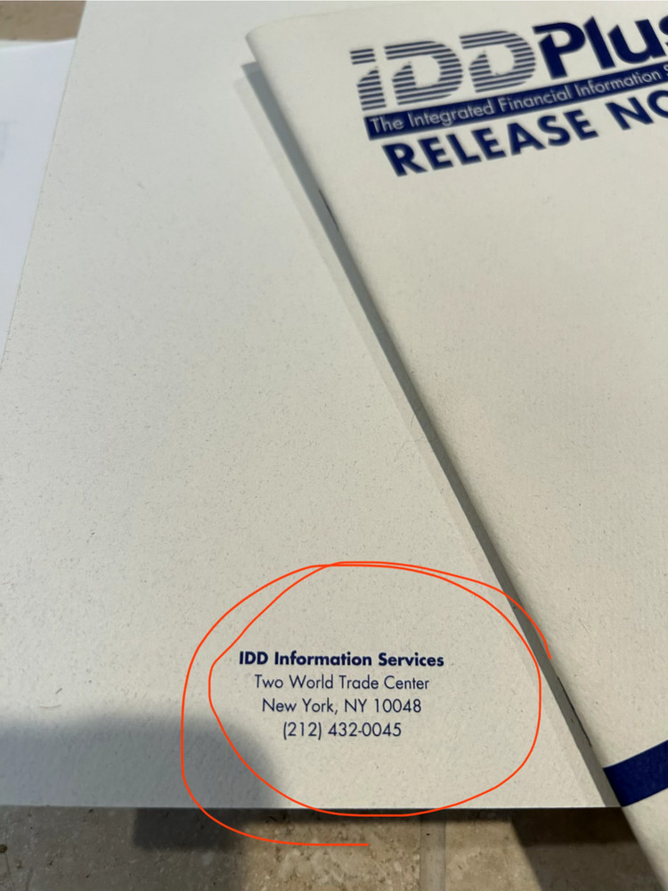 Tradeline Plus IDD Information services User's manual & software vintage