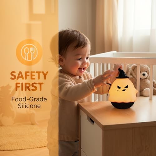 Ghost Night Light, Roly-Poly Cute LED Lamp Rechargeable Bedside Light, 3