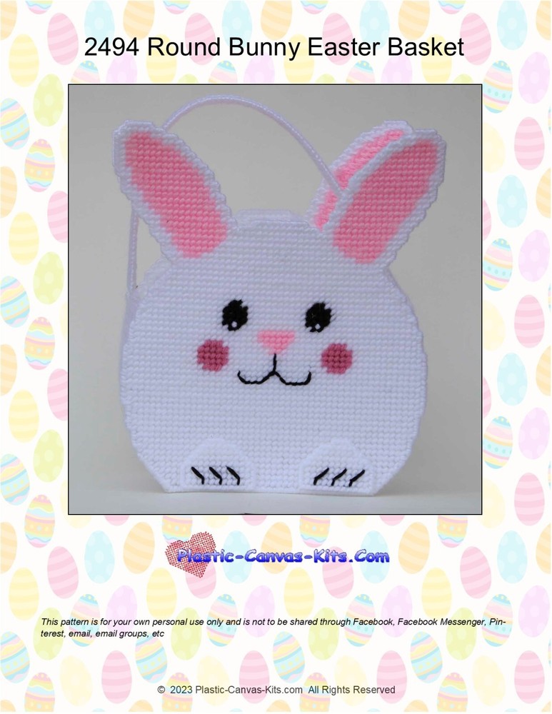 Round Easter Bunny Basket-Plastic Canvas Pattern or Kit