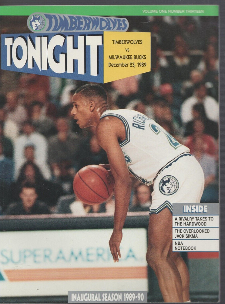 Minnesota Timberwolves Tonight 1st yr. Program vs Milwaukee Bucks Dec. 23rd 1989