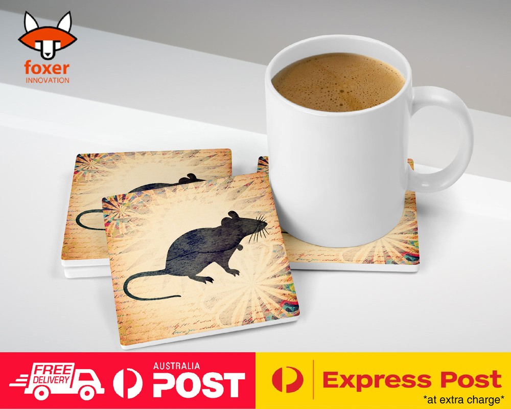 COASTER COFFEE DRINKING MAT|MOUSE WATERCOLOR ART