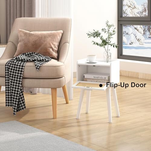 Nightstand Set of 2, Small Bedside Table, End Table with 2 Package White