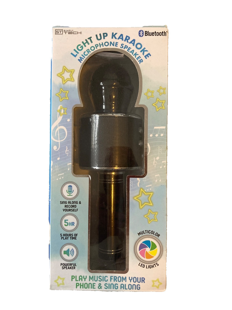 Simply Tech Light Up Karaoke Microphone Speaker Multicolor Bluetooth