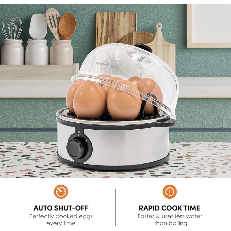 Easy Egg Cooker 7 Egg Capacity Auto Shut Off Soft Hard Boiled Kitchen Gadget New