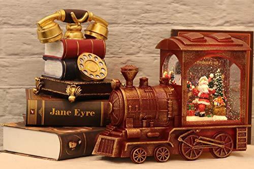 Eldnacele Singing Christmas Train Snow Globe with Music & Timer, Lighted-up