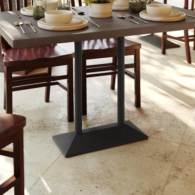 27" x 15" Restaurant Table Base with Double Column Table Height Column in Black