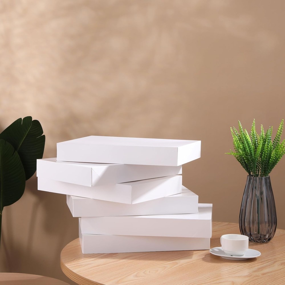 Sturdy 14" White Gift Boxes with Convenient Lids - Perfect for DIY Projects