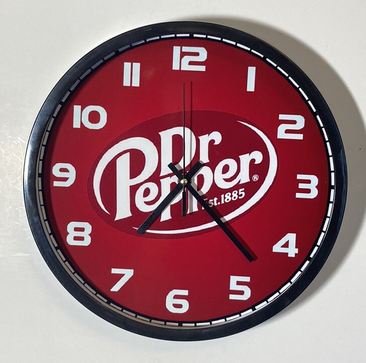 Dr Pepper Modern Logo Battery Operated Wall Clock