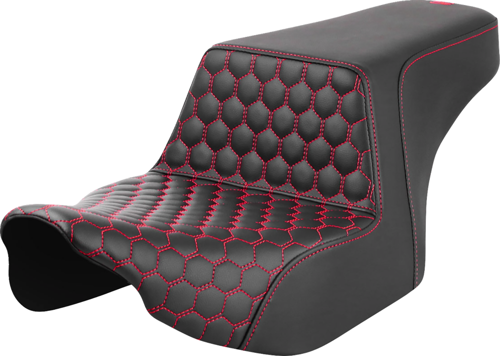 SADDLEMEN Step-Up Seat - Front Honeycomb - Red Stitching - FL '23-'24