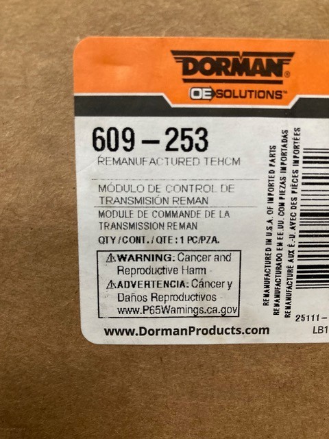 Dorman Transmission Control Module, Remanufactured Replacement, 609-253