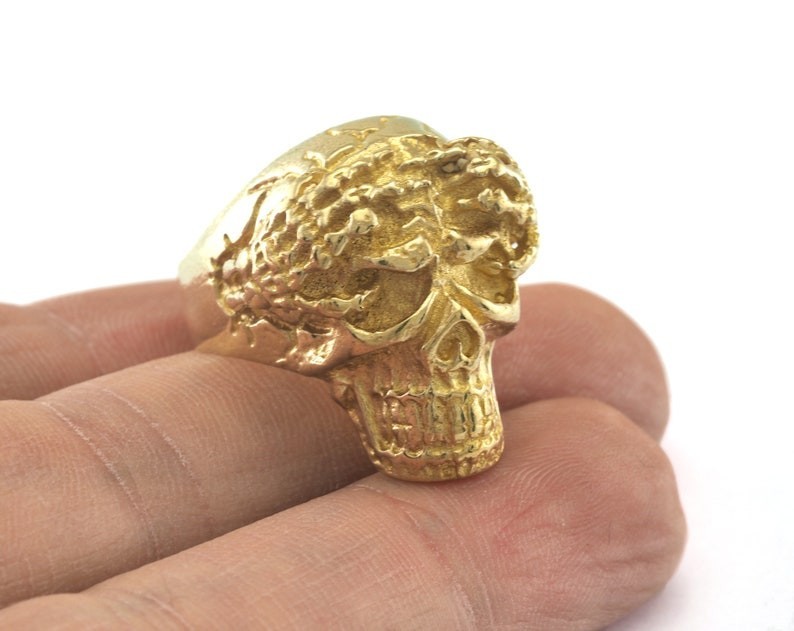 Skull Ring Adjustable Raw Brass (20mm 10US inner size) 2807 ring30