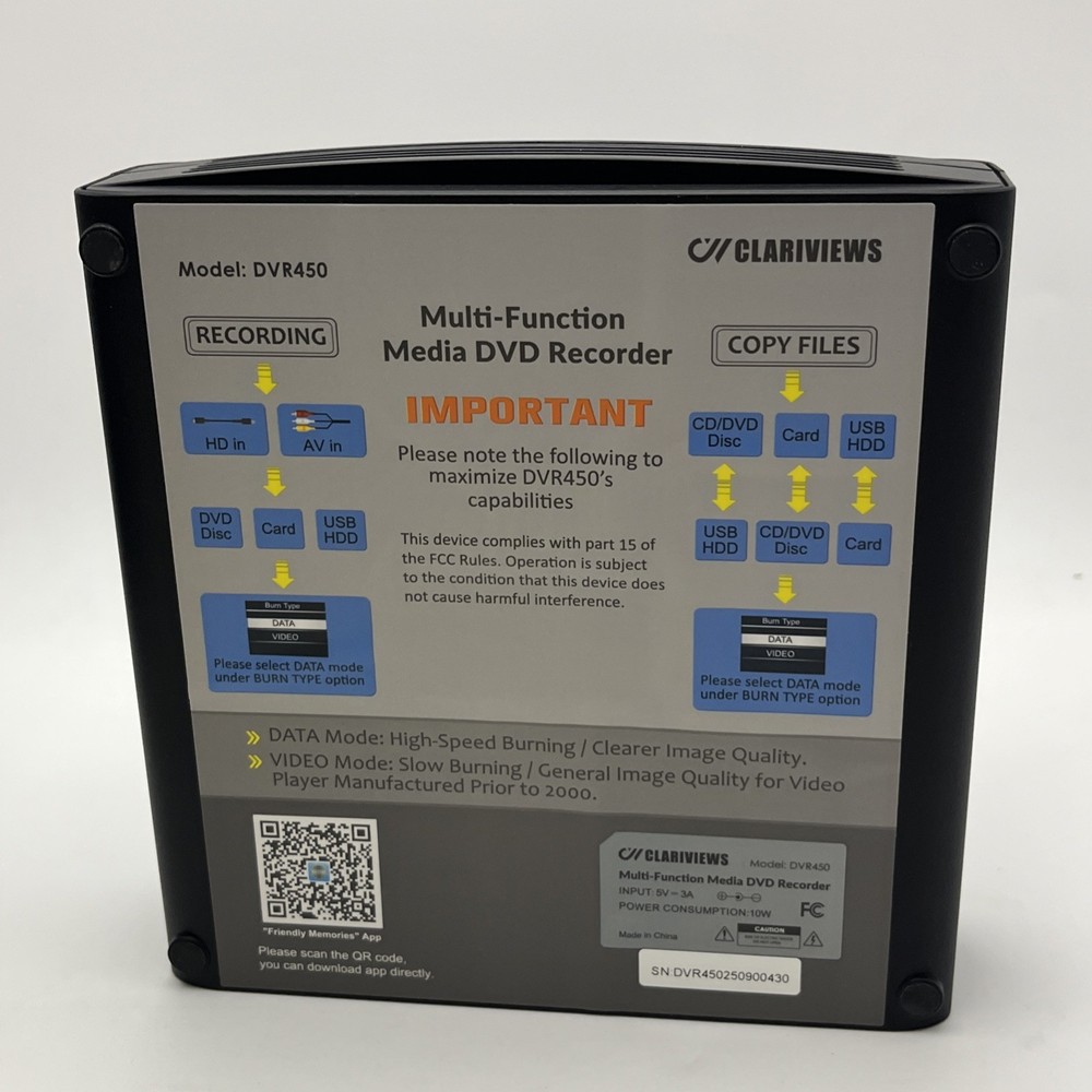 clariviews multi-functions media dvd recorder dvr450