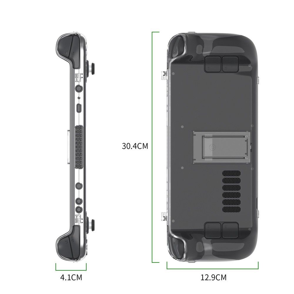2 in 1 Crystal Clear Protective Back Case Shell for Steam Deck Game Console d