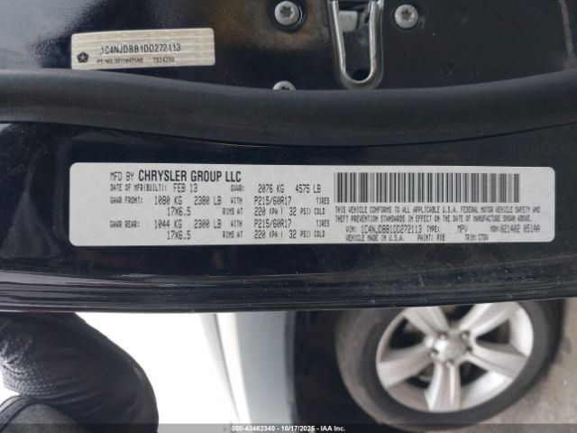 RIGHT REAR DOOR WINDOW REGULATOR OEM 2015 JEEP COMPASS
