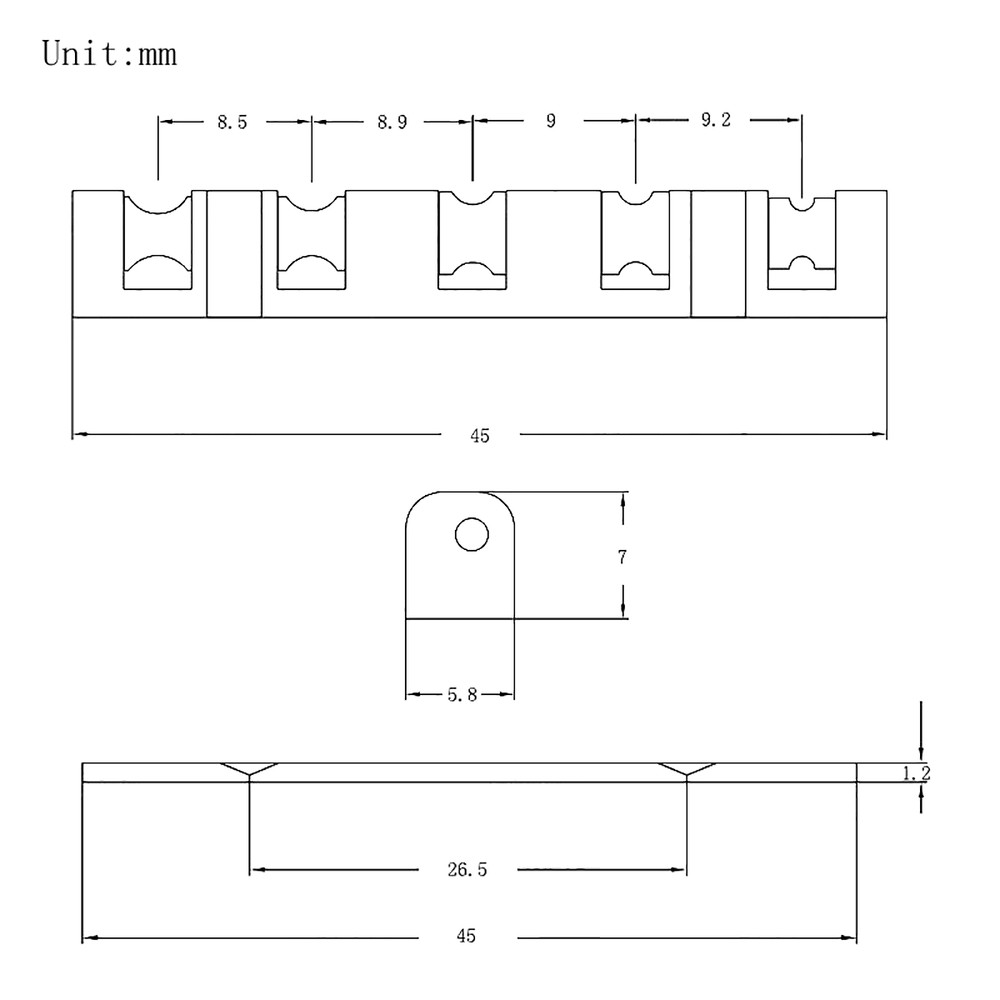 5 String Bass Nut 45mm Split Regulation Adjustable Height Brass Roller Nut