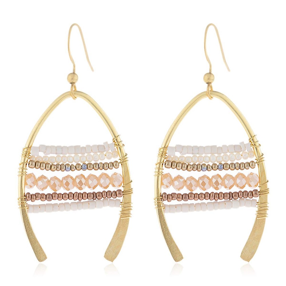 Bohemian Beaded Statement Earrings - Lightweight Sparkly Crystal Round Dangle Dr