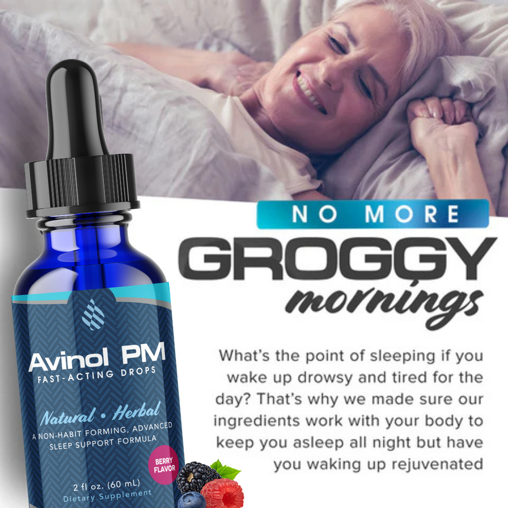 Avinol PM Sleep Drops BERRY - Extra Strength Natural Liquid Sleep Aid - 2oz