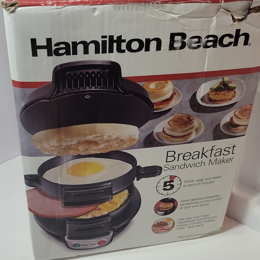 Hamilton Beach Breakfast Sandwich Maker 25475 Open Box Complete Tested Clean