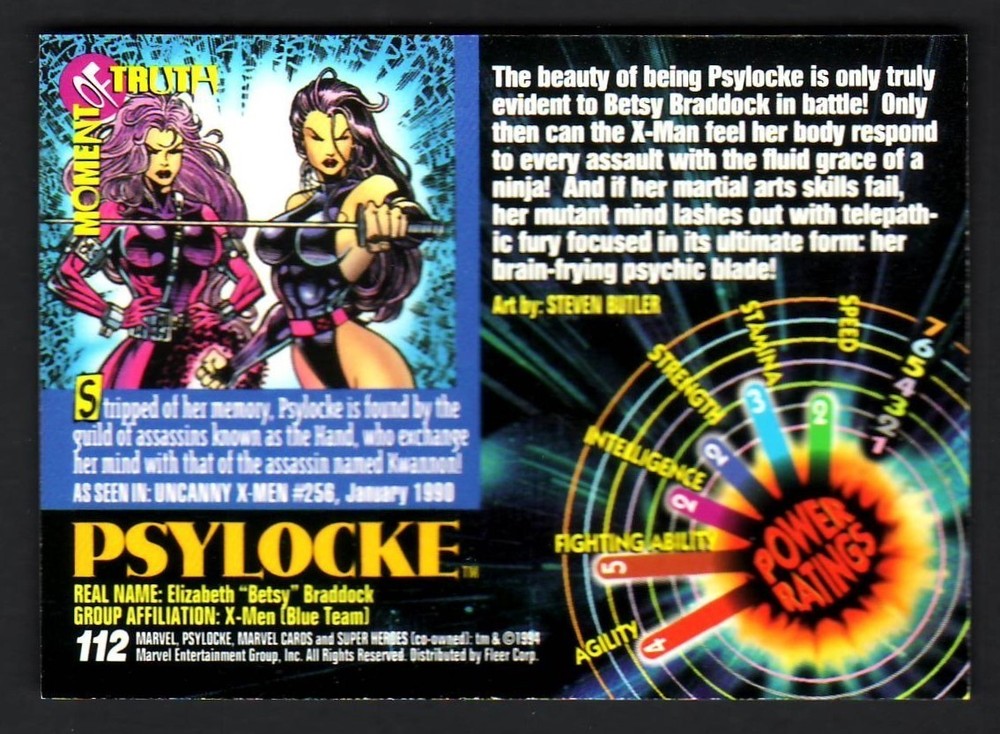 1994 MARVEL UNIVERSE BASE CARD 112 PSYLOCKE
