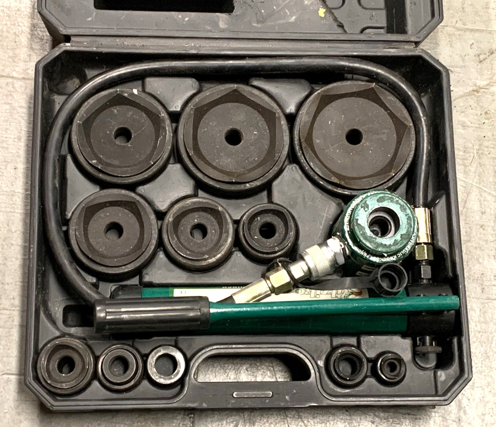 Hydraulic Knockout Punch Electrical Conduit Hole Cutter Set KO Tool Kit