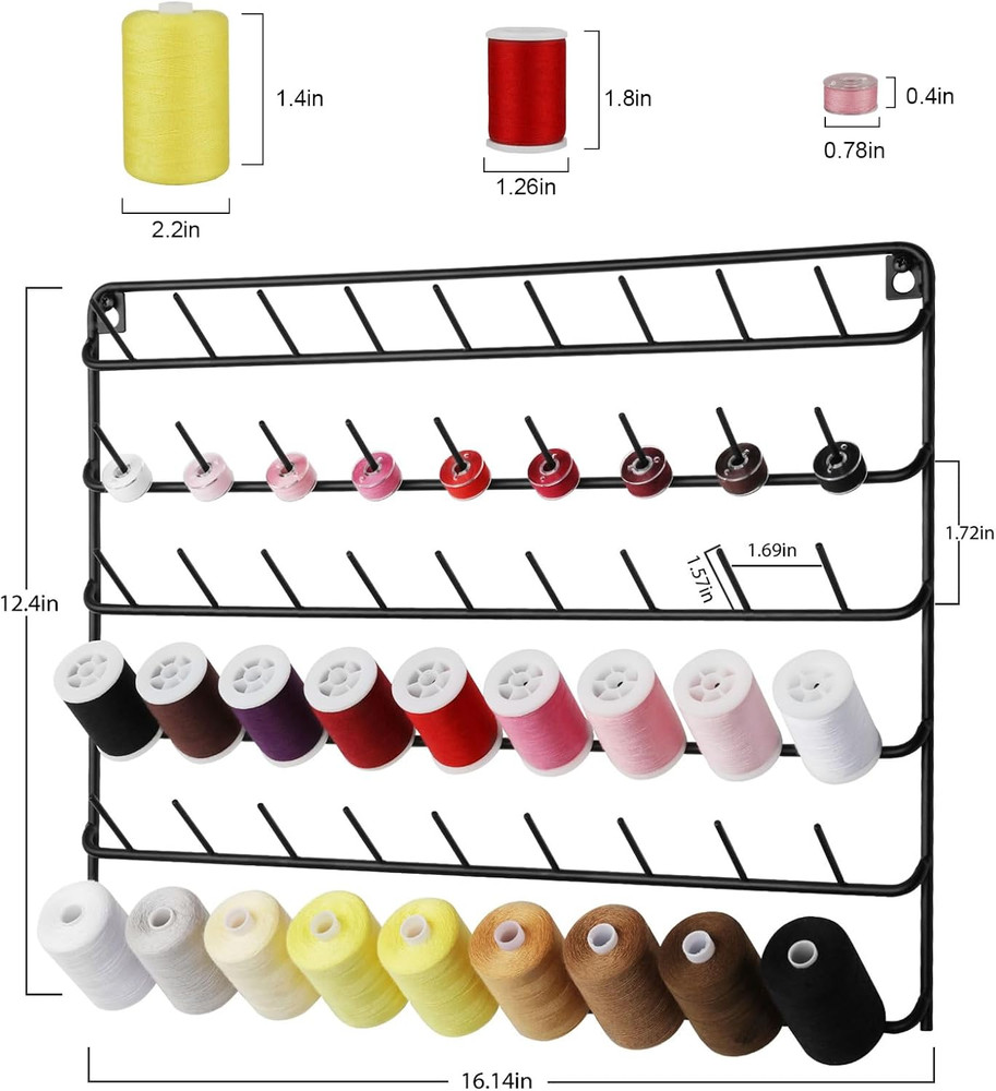 Thread Holder Wall 2 Pack 54 Spools Thread Rack Wall Mount Embroidery Spool Thre