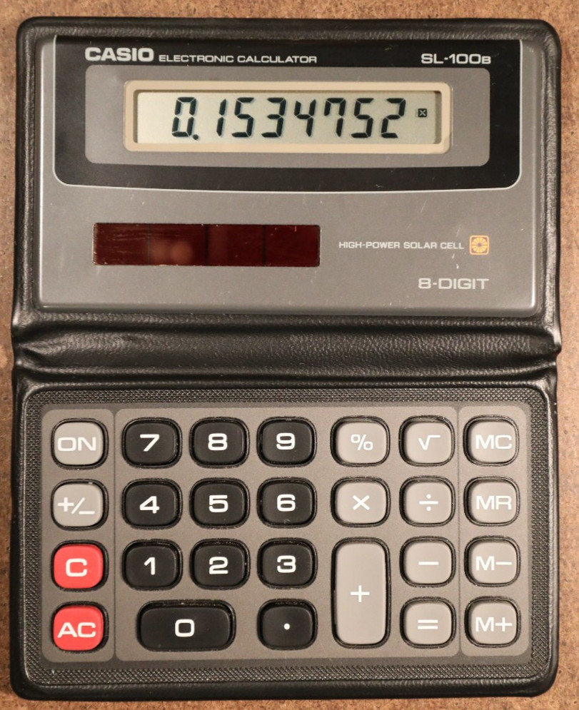 Vintage Casio SL-100B Electronic Calculator Foldable Case Solar Cell