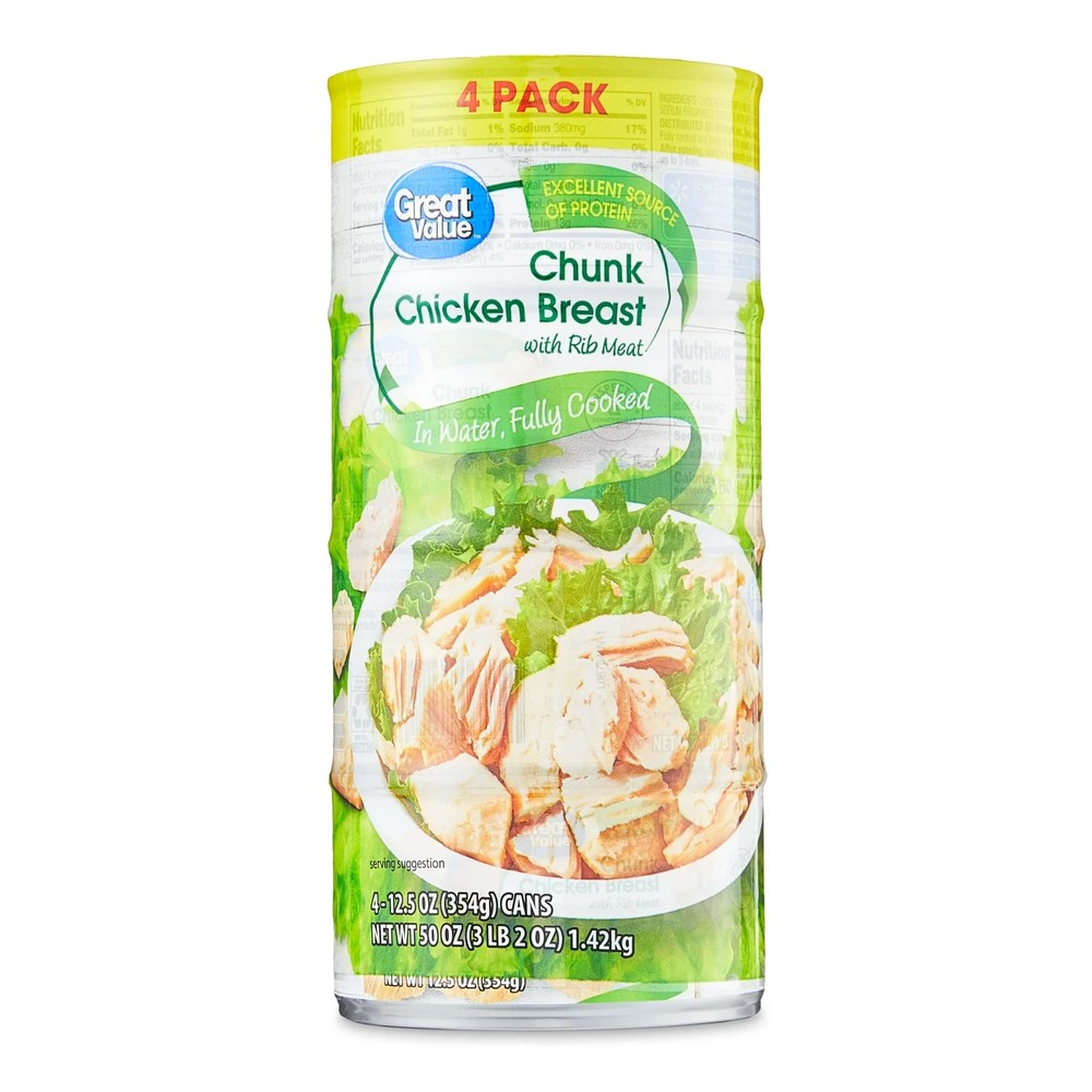 (8 pack) Great Value Chunk Chicken Breast, 12.5 oz Can (4 Pack)