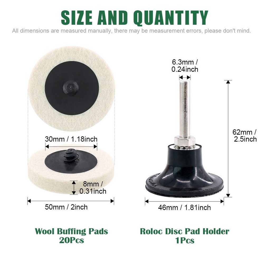 10Pcs 2 Inch Wool Buffing Polishing Pad Roll Lock Sanding Disc For Rotary Tool