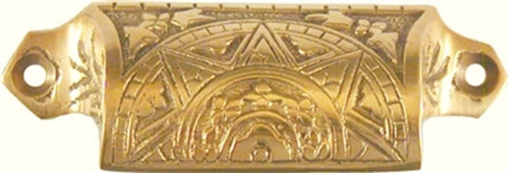 3-1/8" Victorian Sunburst Bin Pull Cast Brass