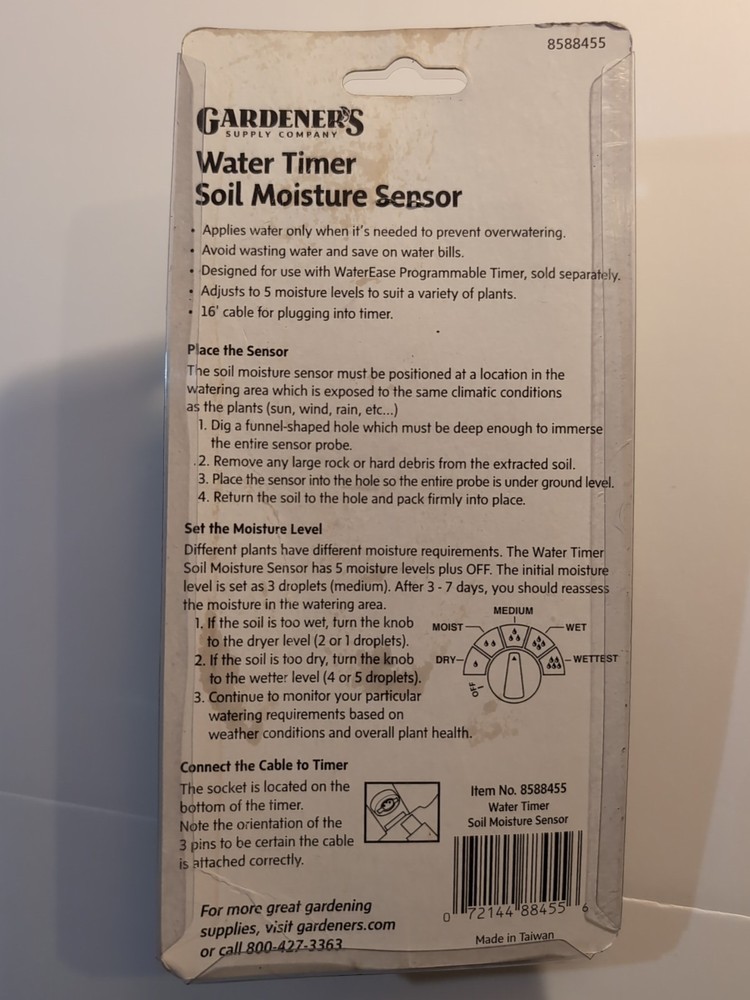Gardeners waterease soil moisture sensor New Crusted Box