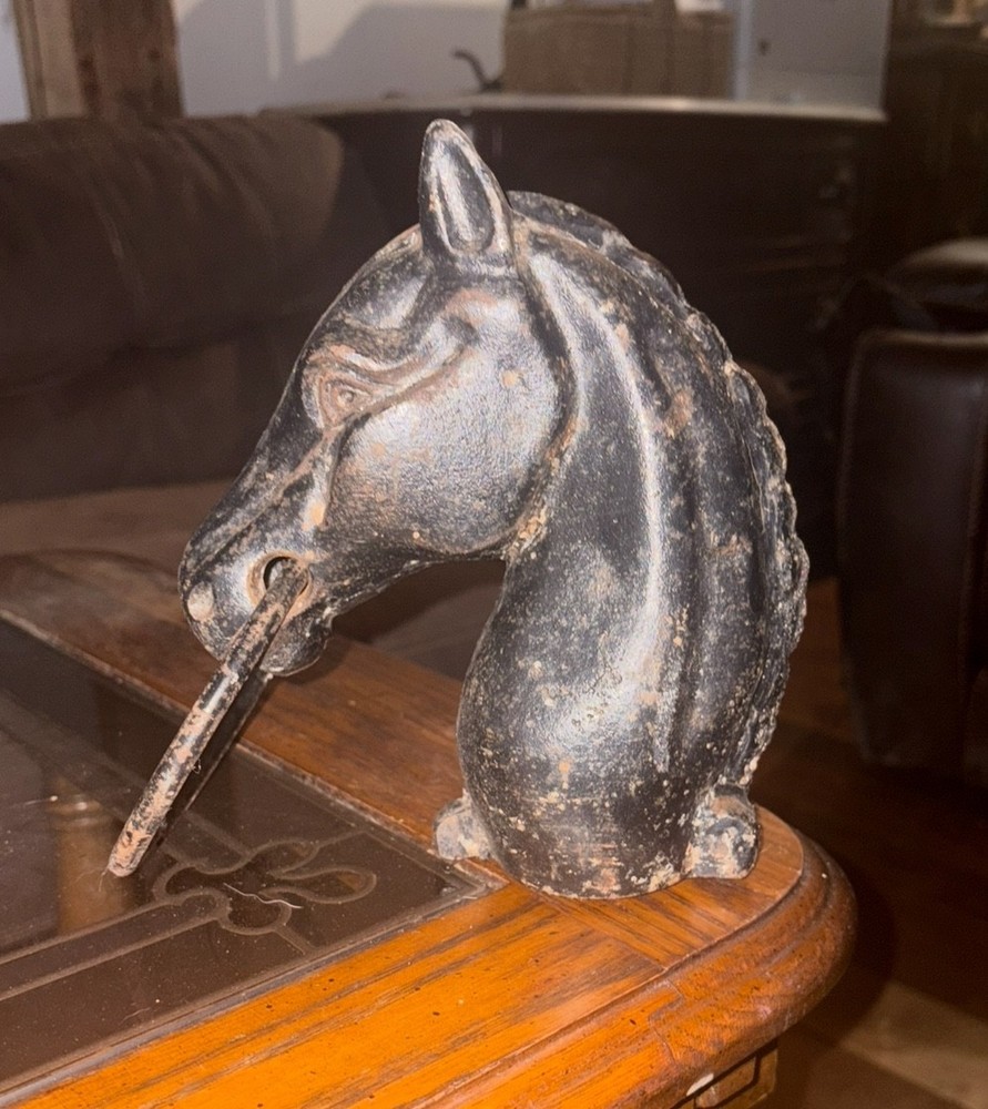 Antique Cast Iron Horse Head Hitching Post Topper