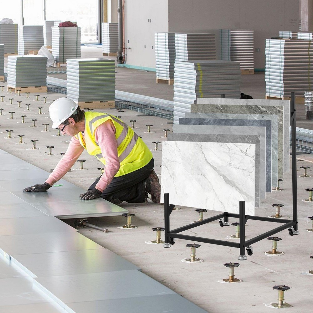 Tile Display Rack,Tile Display Stand With Wheels, Sample Storage Rack, Black