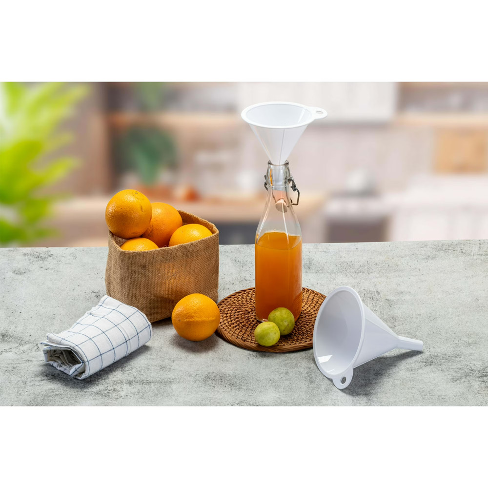 Mainstays 2-Piece Kitchen Funnel Set, White, Plastic