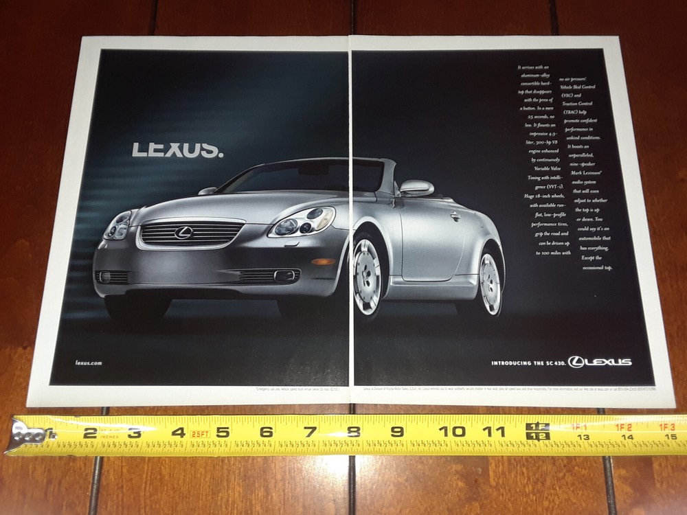 2001 LEXUS SC 430 ORIGINAL 2 PAGE AD