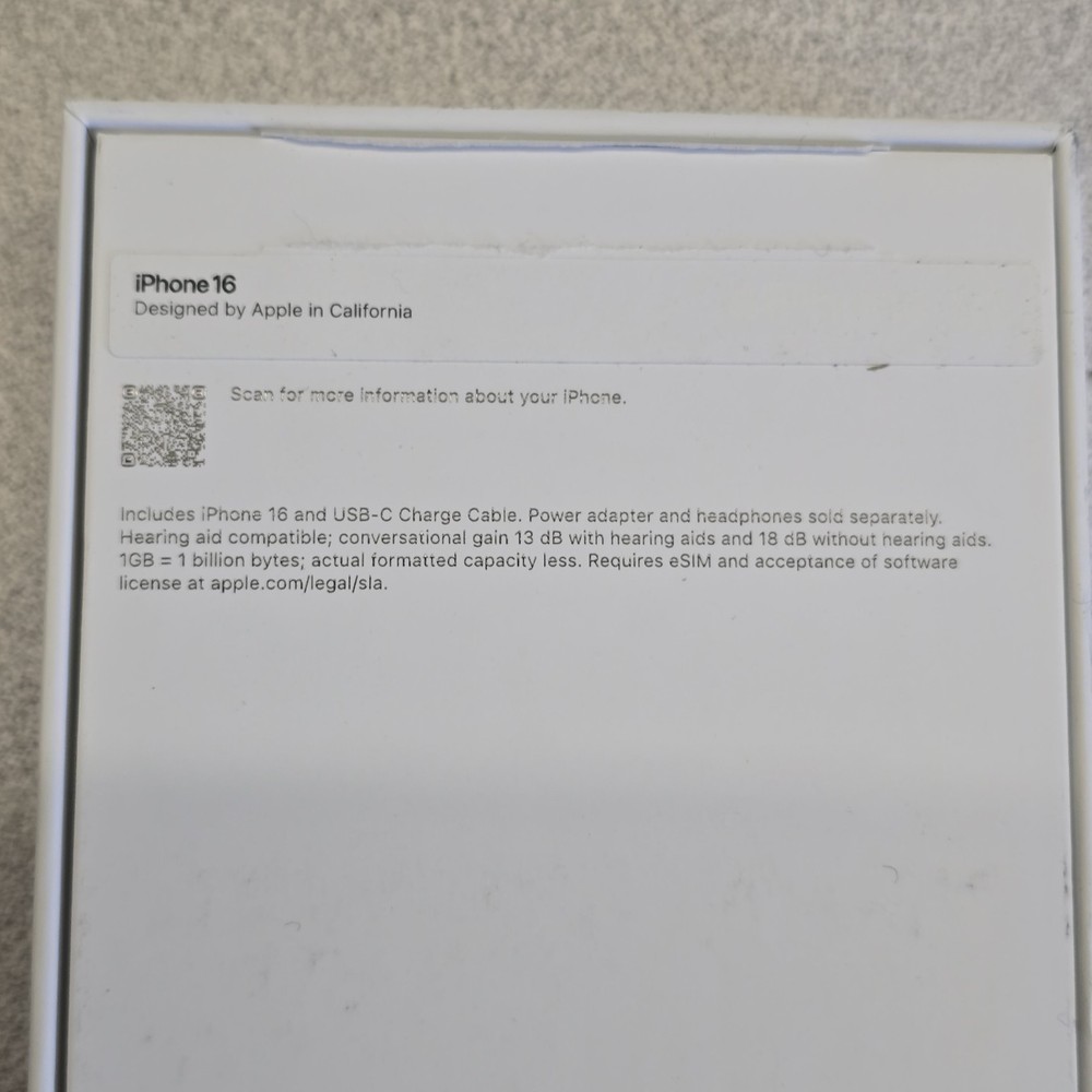iPhone 16 Black 128gb Box Only NO PHONE