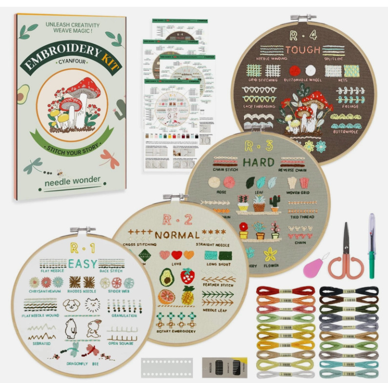 Embroidery Kit for Beginners - Learn 38 Stitches, Step-by-Step Guide & Accessori