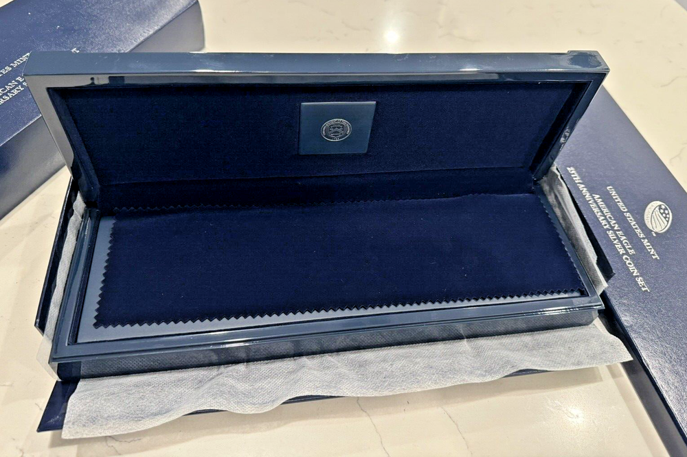 US Mint 25th Anniversary American Silver Eagle Coin Set Display Boxes No Coins
