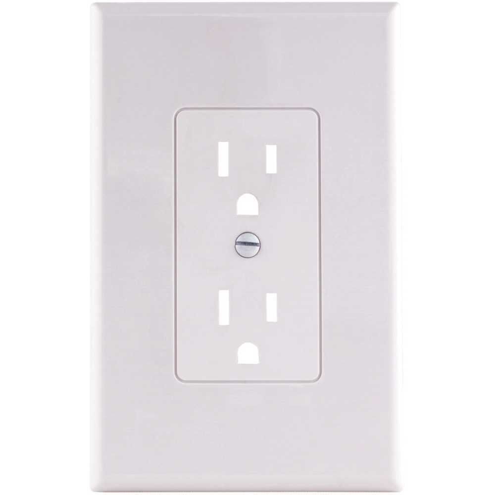 1-Gang Decorator Plastic Wall Plate, White Smooth - pack of 5