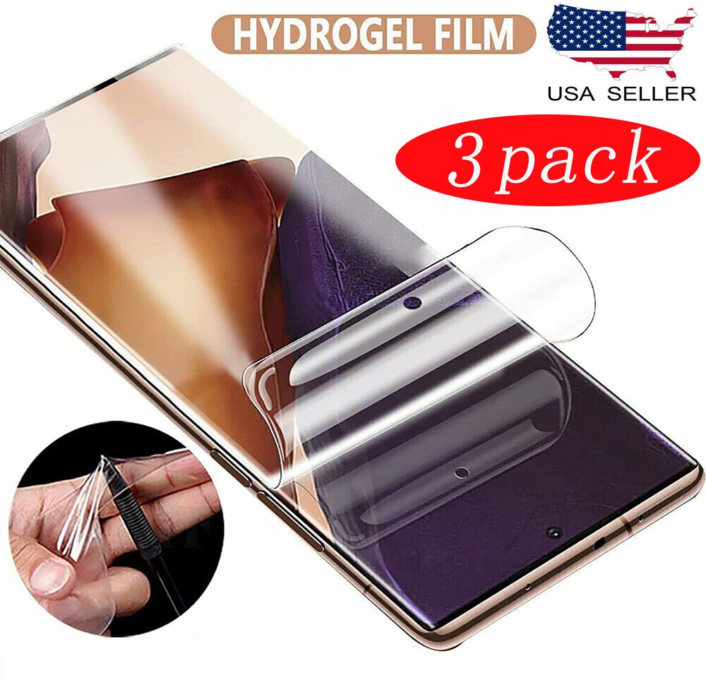 3-Pack HYDROGEL Screen Protector Samsung Galaxy S23 S22 Ultra S21 Note 20 9 Plus
