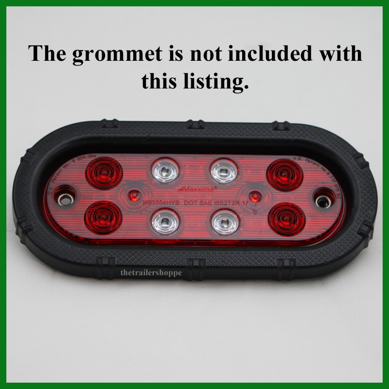 Red & White Low Profile 6" Oval Grommet Mount Stop Tail Turn Back Up LED Light