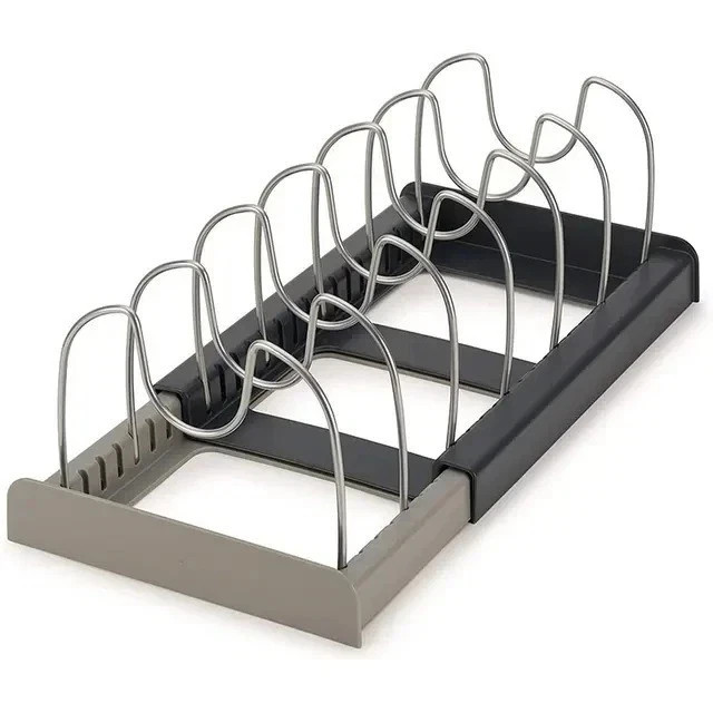 Expandable Adjustable Kitchen Organizer Rack for Pot Lids, Pans, Plates Cabinet