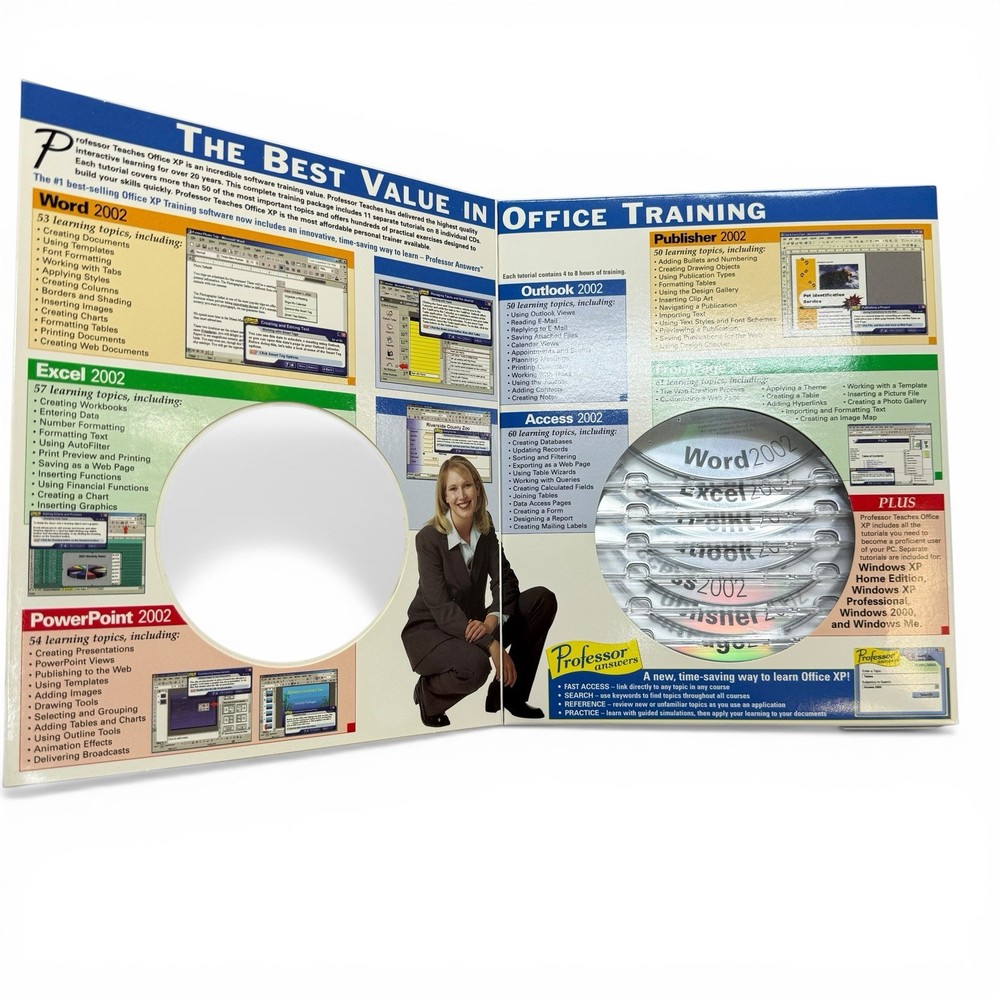 Professor Teaches Microsoft Office XP (PC, 2002, Individual Software) 8 Disks