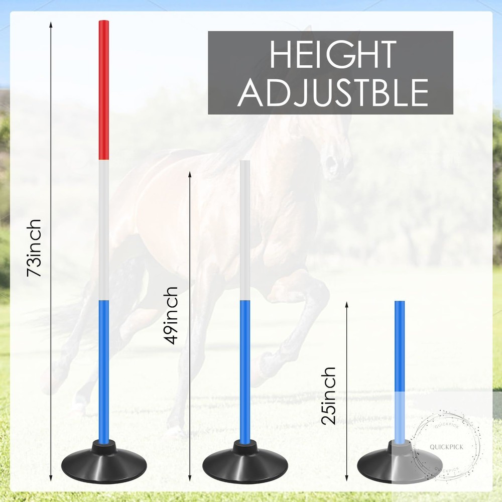 6 Set Pole Bending Poles for Horses 6FT Adjustable Training Equipment with Pole