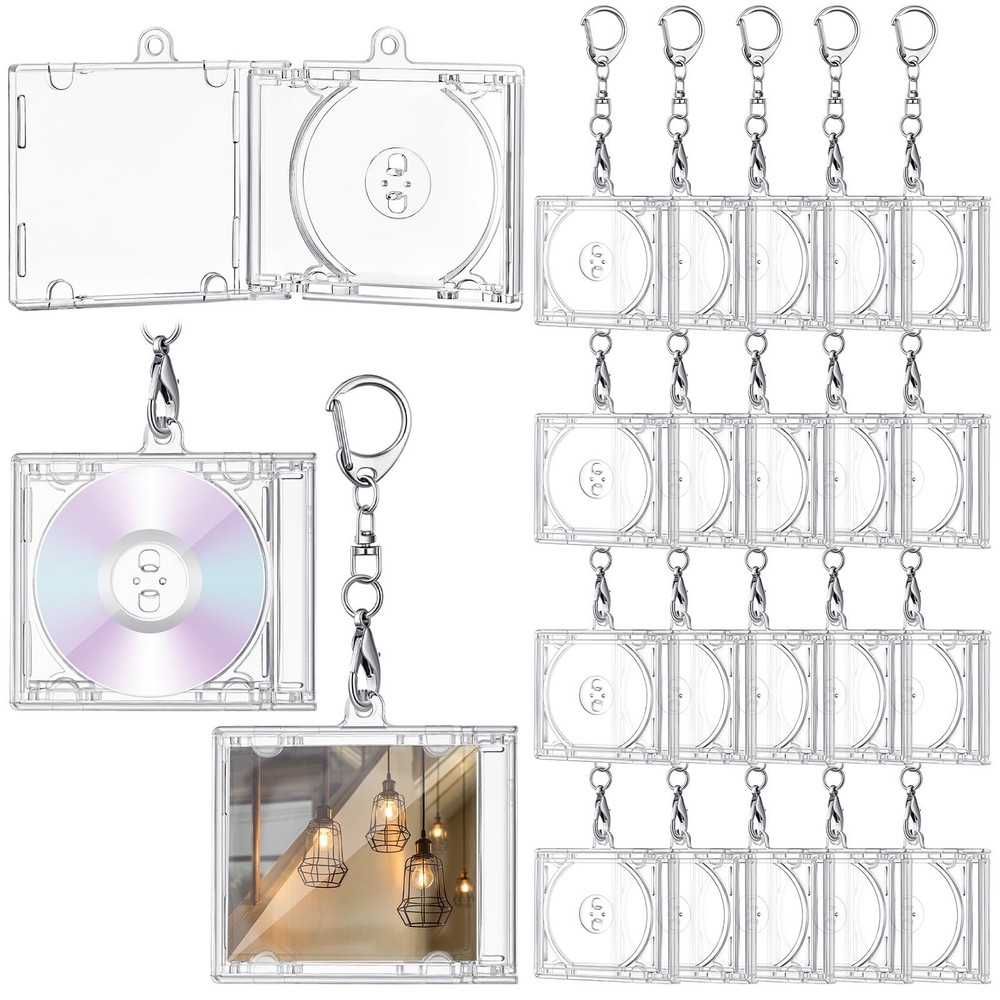 20 Pcs Mini Cd Holder Keychain Album Case Plastic Player Shaped Key Pendant B...