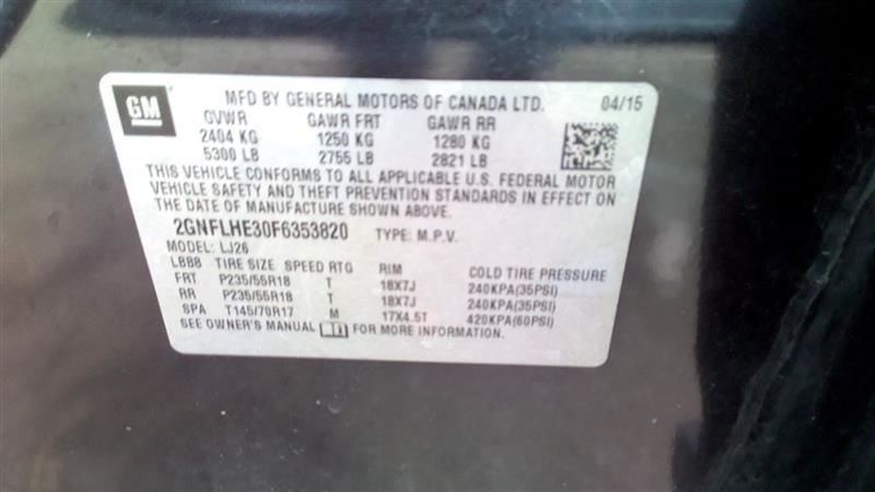 EQUINOX   2015 Fuse Box Cabin 1036201541