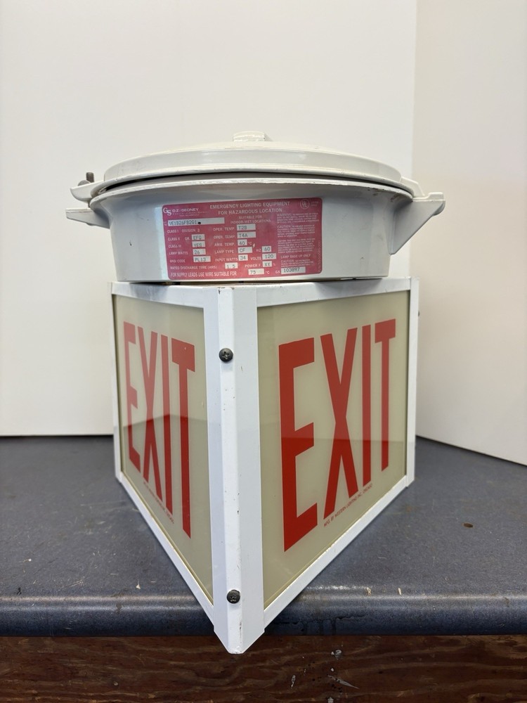 HAZARDOUS CONDITION EXIT LIGHT 3 SIDED